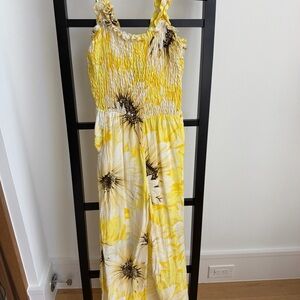 H&M Yellow and Cream sunflower Smocked romper